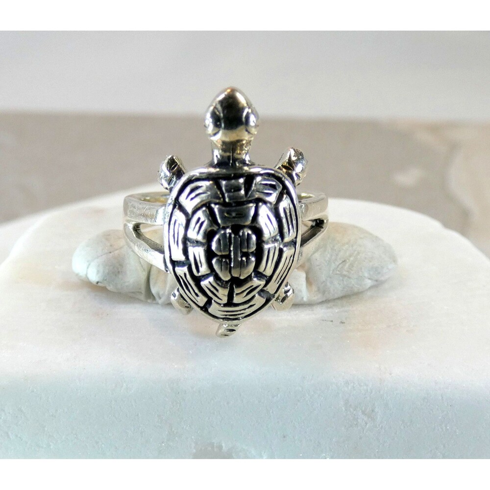 VTG Sterling Silver 3 Dimensional Turtle Tortoise Band Ring Sz 4.5